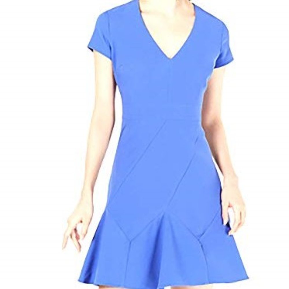 Bar III Mini V-Neck Party Dress Blue